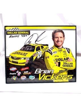 Brian Vickers #20 Dollar General Racing Framed Autographed Photo 8x10 NASCAR